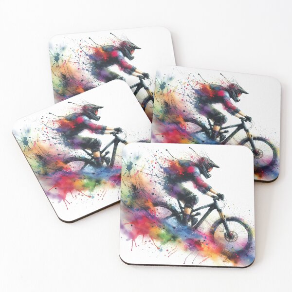 Item preview, Full-speed downhill mountain biking (watercolor technique) designed and sold by paulrommer.