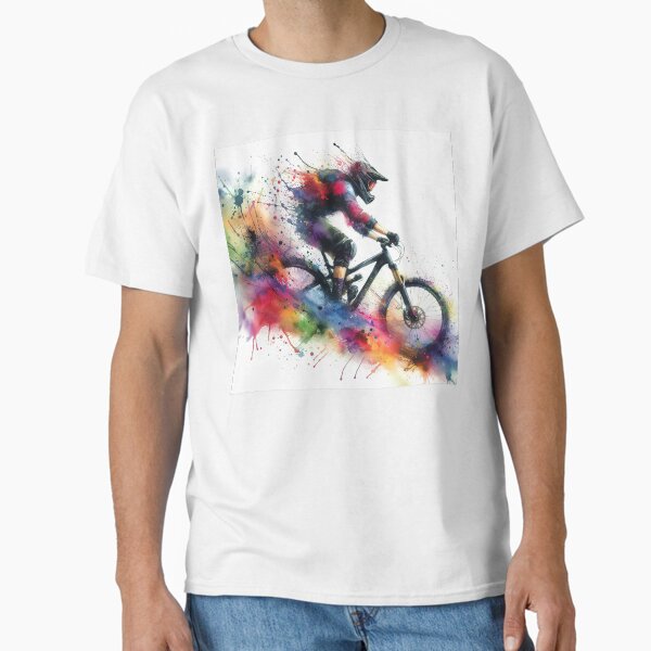 Item preview, Full-speed downhill mountain biking (watercolor technique) designed and sold by paulrommer.