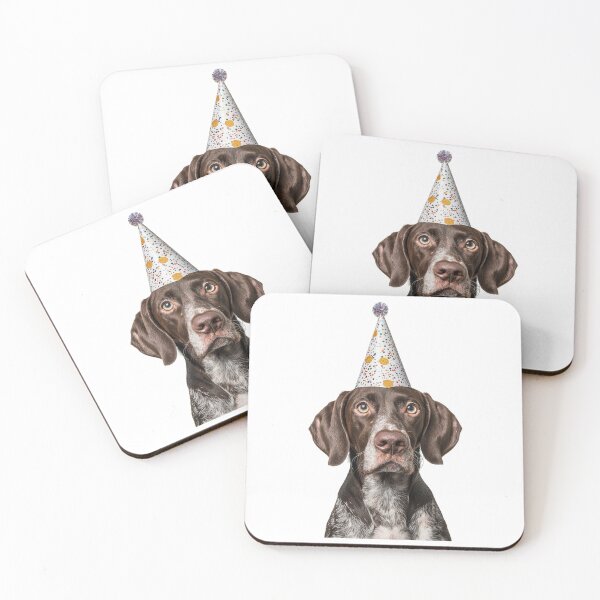 Item preview, Cute German Shorthaired Pointer dog with Party Hat Birthday Celebration designed and sold by LazyOwlStore.