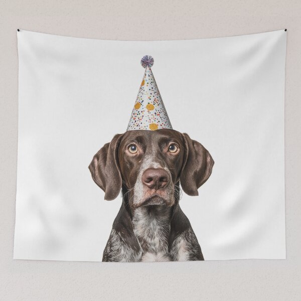 Item preview, Cute German Shorthaired Pointer dog with Party Hat Birthday Celebration designed and sold by LazyOwlStore.