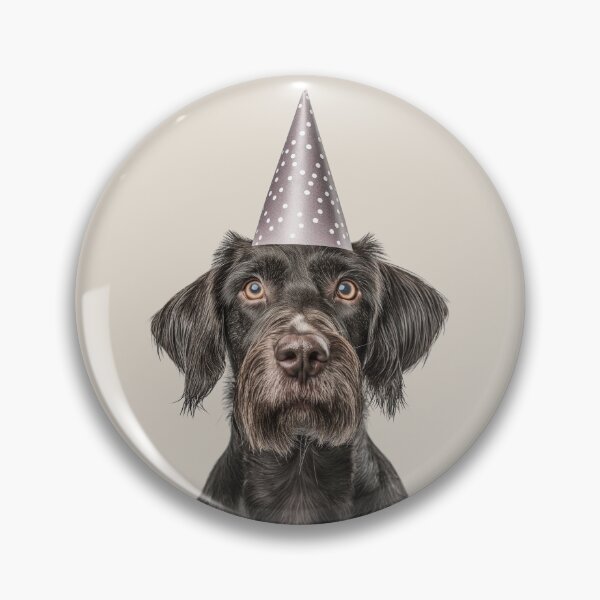 Item preview, Cute German Wirehaired Pointer dog with Party Hat Birthday Celebration designed and sold by LazyOwlStore.