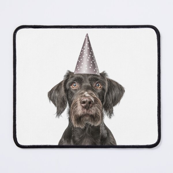 Item preview, Cute German Wirehaired Pointer dog with Party Hat Birthday Celebration designed and sold by LazyOwlStore.