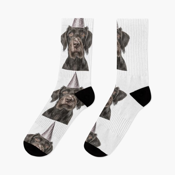 Item preview, Cute German Wirehaired Pointer dog with Party Hat Birthday Celebration designed and sold by LazyOwlStore.