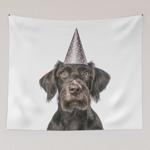 Item preview, Cute German Wirehaired Pointer dog with Party Hat Birthday Celebration designed and sold by LazyOwlStore.