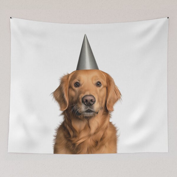 Item preview, Cute Golden Retriever dog with Party Hat Birthday Celebration designed and sold by LazyOwlStore.