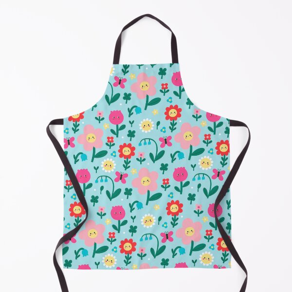 Item preview, cute funny flowers on a blue background designed and sold by burbura.