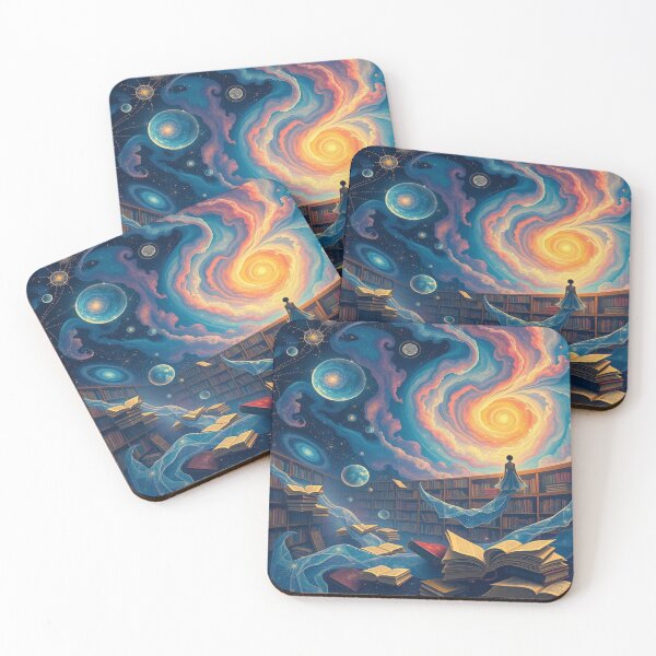 Item preview, Floating Cosmic Library – Books and constellations merge in a surreal galaxy designed and sold by FotoworldEdel.
