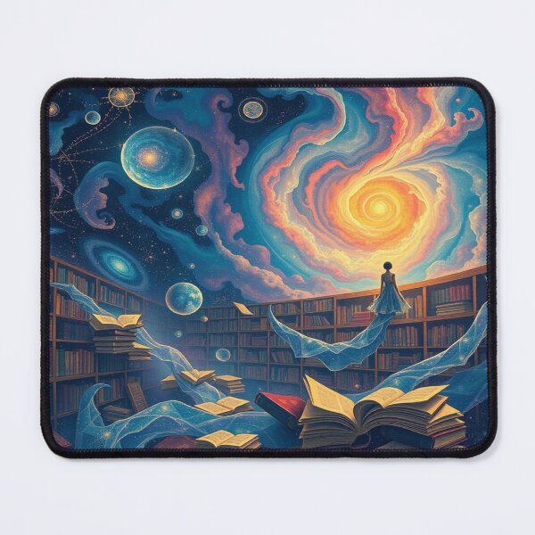 Item preview, Floating Cosmic Library – Books and constellations merge in a surreal galaxy designed and sold by FotoworldEdel.