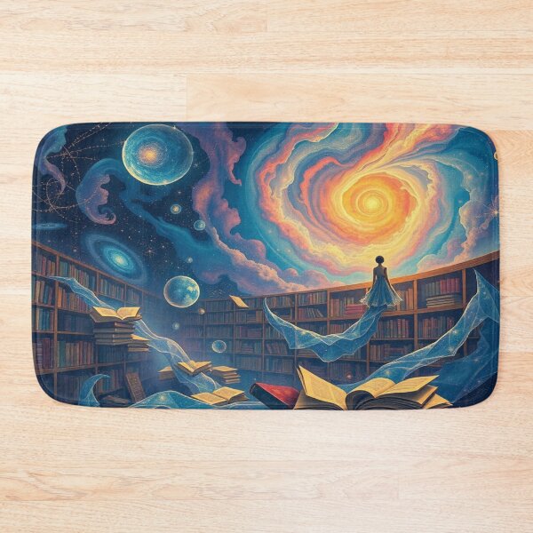 Item preview, Floating Cosmic Library – Books and constellations merge in a surreal galaxy designed and sold by FotoworldEdel.