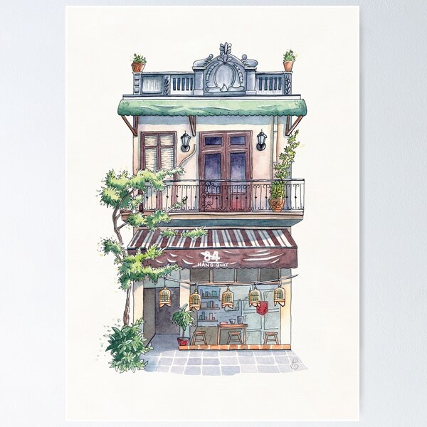 Elodie Plume - Hang Quat Coffee Shop, Hanoï, Vietnam Poster