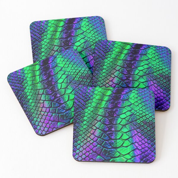 Item preview, Iridescent Snake Skin – Neon Green & Purple Cyber Reptile Texture designed and sold by ArtiQreate.