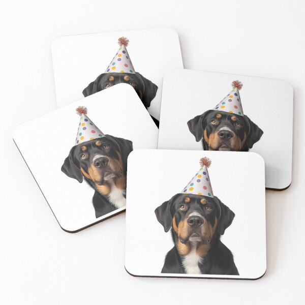 Item preview, Cute Greater Swiss Mountain dog with Party Hat Birthday Celebration designed and sold by LazyOwlStore.