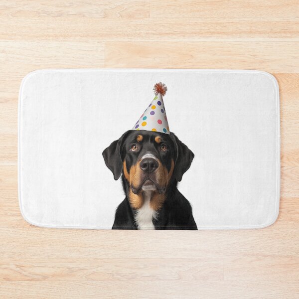 Artikelvorschau, Niedlicher Großer Schweizer Sennenhund mit Partyhut Geburtstagsfeier entworfen und verkauft von LazyOwlStore.