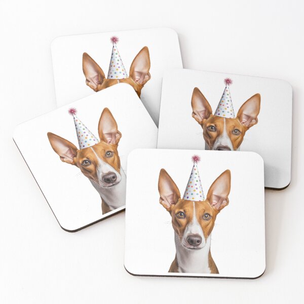 Item preview, Cute Ibizan Hound dog with Party Hat Birthday Celebration designed and sold by LazyOwlStore.