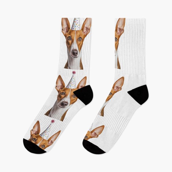 Item preview, Cute Ibizan Hound dog with Party Hat Birthday Celebration designed and sold by LazyOwlStore.