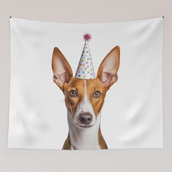 Item preview, Cute Ibizan Hound dog with Party Hat Birthday Celebration designed and sold by LazyOwlStore.