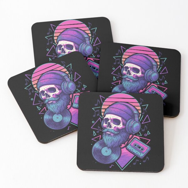 Item preview, Bearded Skull Retro Music Vaporwave designed and sold by TomFrontierArt.
