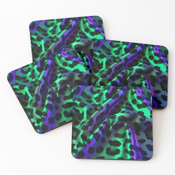 Item preview, Leopard Neon Silk – Green & Purple Iridescent Animal Pattern designed and sold by ArtiQreate.