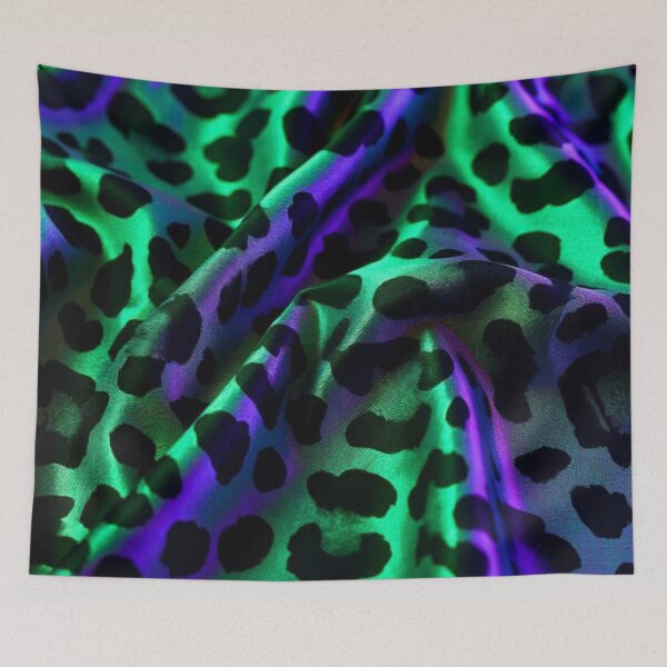 Item preview, Leopard Neon Silk – Green & Purple Iridescent Animal Pattern designed and sold by ArtiQreate.