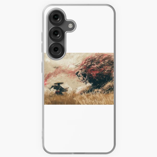 Item preview, A samurai battling a massive fierce lion designed and sold by nichaplus.