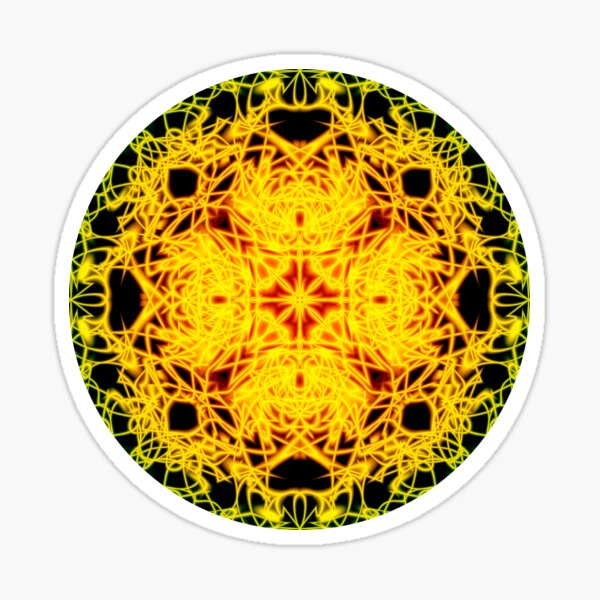 93. "Spirit of India: Cross-Column - Circle" in grass green and yellow Sticker
