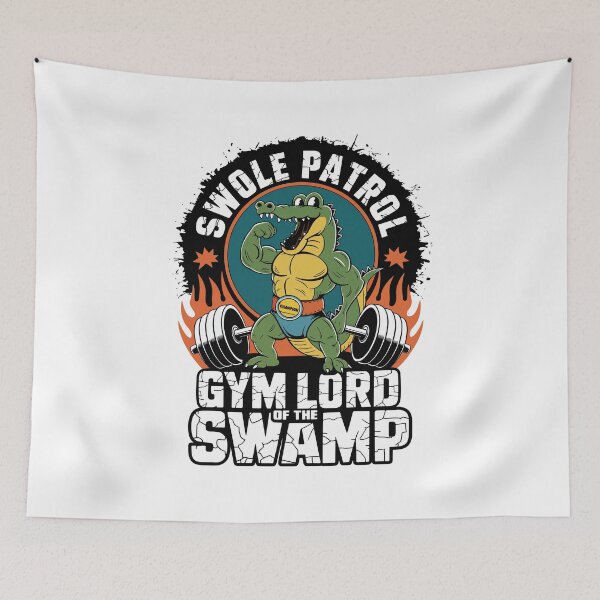 Item preview, Swole Patrol Crocodile – Gym Lord of the Swamp Fitness Art designed and sold by WildlifeInc.
