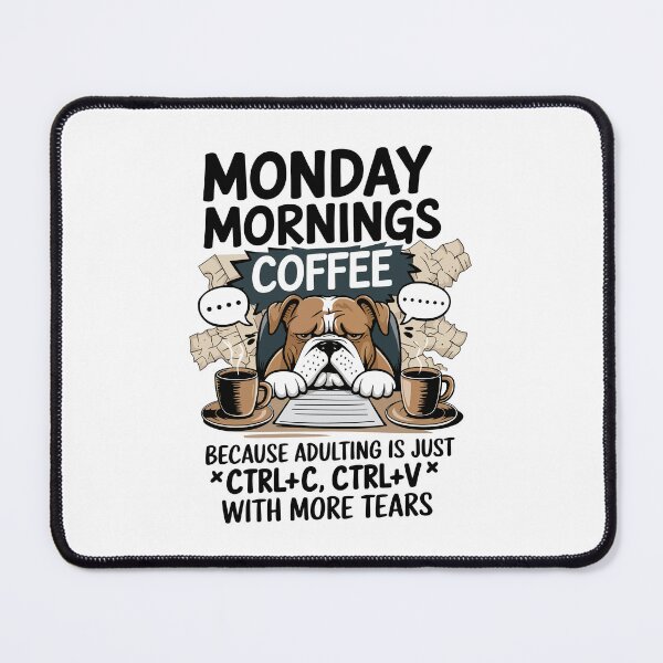 Item preview, Monday Mornings Bulldog Coffee – Adulting Ctrl+C Ctrl+V Meme designed and sold by WildlifeInc.