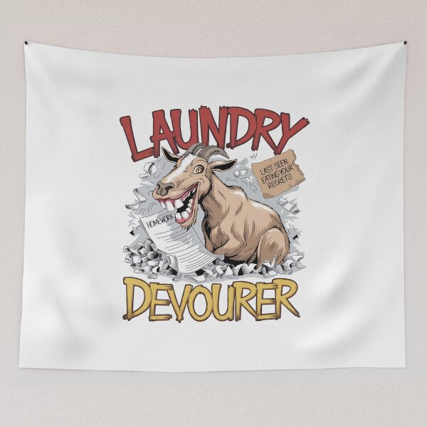 Item preview, Crazy Goat – Laundry Devourer Funny Animal Art designed and sold by WildlifeInc.