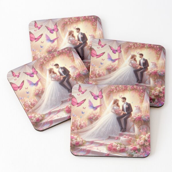 Item preview, Enchanted Dream Wedding: Romantic Pink Butterflies & Rose Bloom Art" designed and sold by choder61.