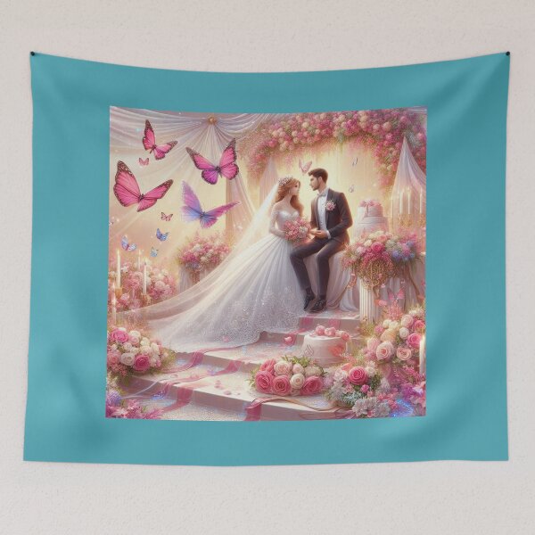 Item preview, Enchanted Dream Wedding: Romantic Pink Butterflies & Rose Bloom Art" designed and sold by choder61.