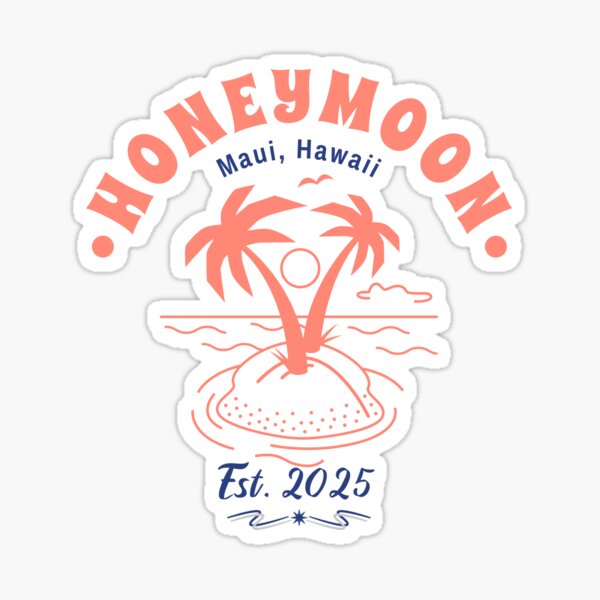 Item preview, Honeymoon Maui Hawaii – Minimal Coral Island Sunset Design with est. 2025 for Newlyweds, Beach Lovers & Destination Gifts designed and sold by Memorph.
