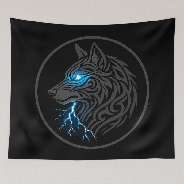 Item preview, Fenrir Wolf Norse Mythology Monochromatic designed and sold by TomFrontierArt.