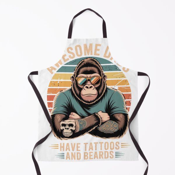 Item preview, Awesome Dads Have Tattoos and Beards Gorilla T-Shirt designed and sold by COWELLM.