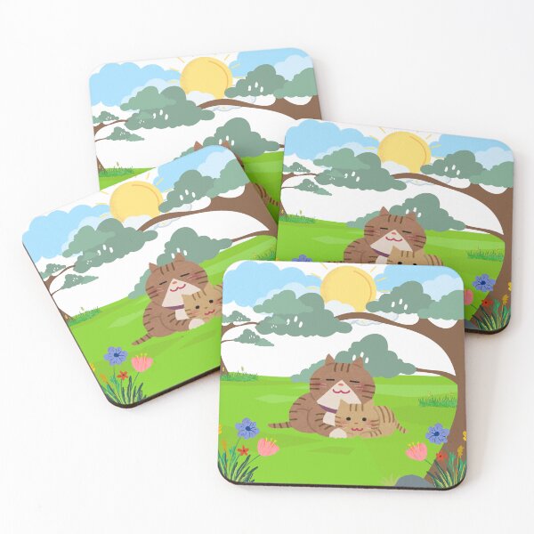 Item preview, Two cats sit happily in the garden. designed and sold by MeaoMyCat.