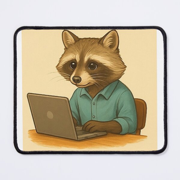 Item preview, Cute Raccoon Working on Laptop – Funny Tech Animal Design designed and sold by JuliJoy.
