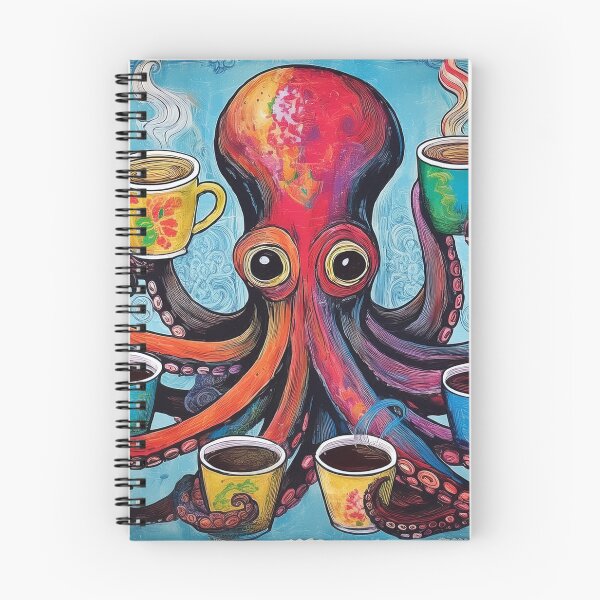 Item preview, Funny octopus drinking multiple cups of coffee designed and sold by Boxing Kangaroo Retail Company.