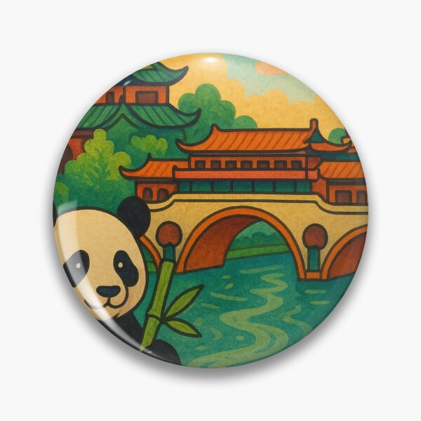 Item preview, Chengdu Panda Poster with Green Roof Temples designed and sold by Aryabek.
