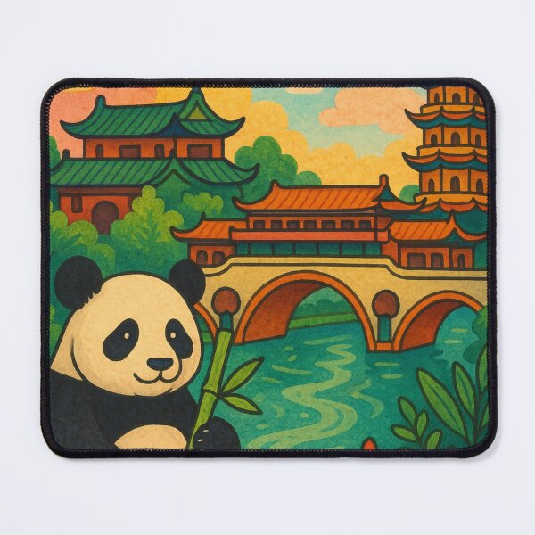 Item preview, Chengdu Panda Poster with Green Roof Temples designed and sold by Aryabek.