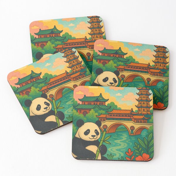 Item preview, Chengdu Panda Poster with Green Roof Temples designed and sold by Aryabek.