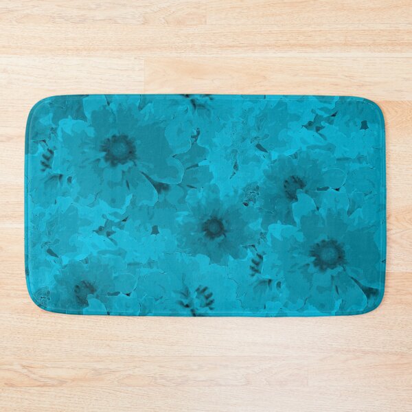 Item preview, Flower Ocean Halfdrop Monochrome Teal 00d6fe designed and sold by Art in My Loft.