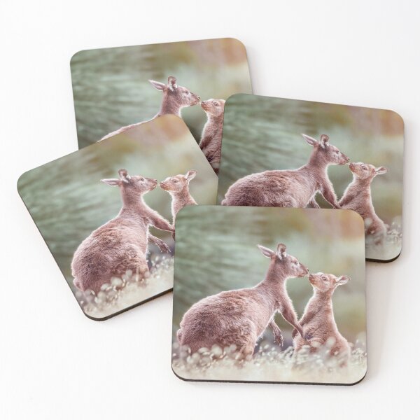 Item preview, Kangaroo Mother and Joey Holding Paws at Sunset designed and sold by Mihaela Limberea.