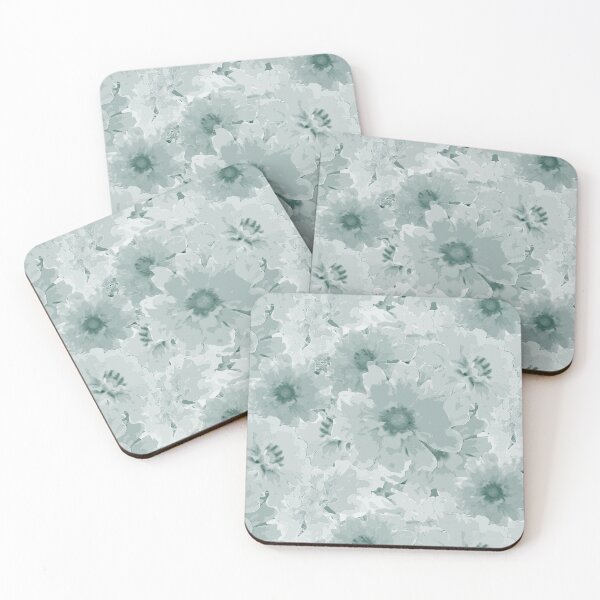 Item preview, Flower Ocean Halfdrop Monochrome Pastel Green 00382e designed and sold by Art in My Loft.