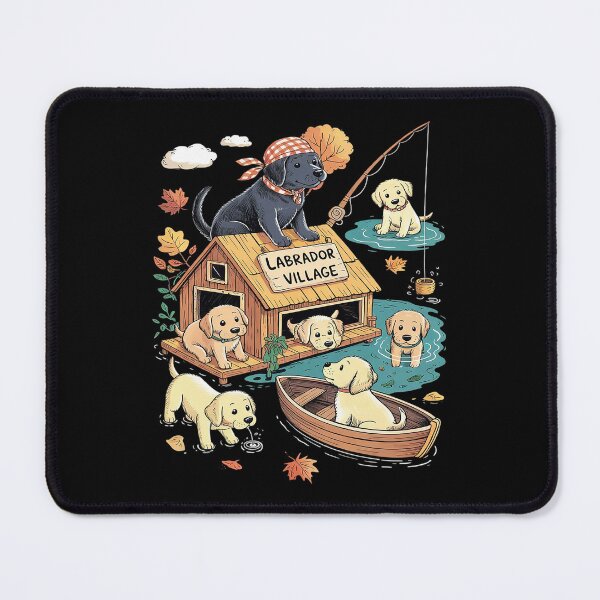 Item preview, Labrador Dog Village Fishing Lake designed and sold by splindoershop.