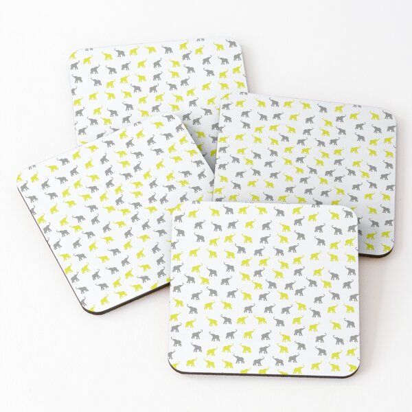 Item preview, Tiny Elephant Pattern – Lime & Gray Safari Animal Print designed and sold by Madeline Binder Art & Design.