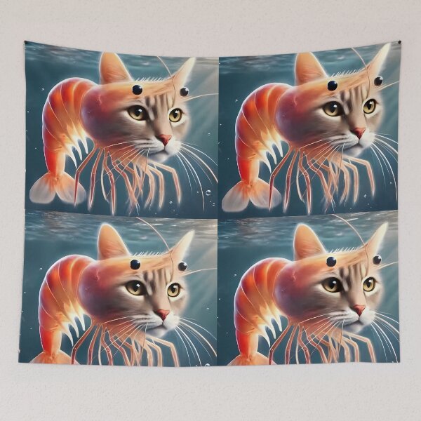 Item preview, Trippi Troppi the Psychedelic Shrimp Cat designed and sold by EmeraldeaArt.