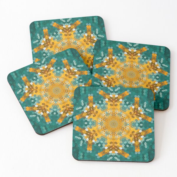 Item preview, Hex Mandala Blue and Yellow designed and sold by WormholeOrbital.