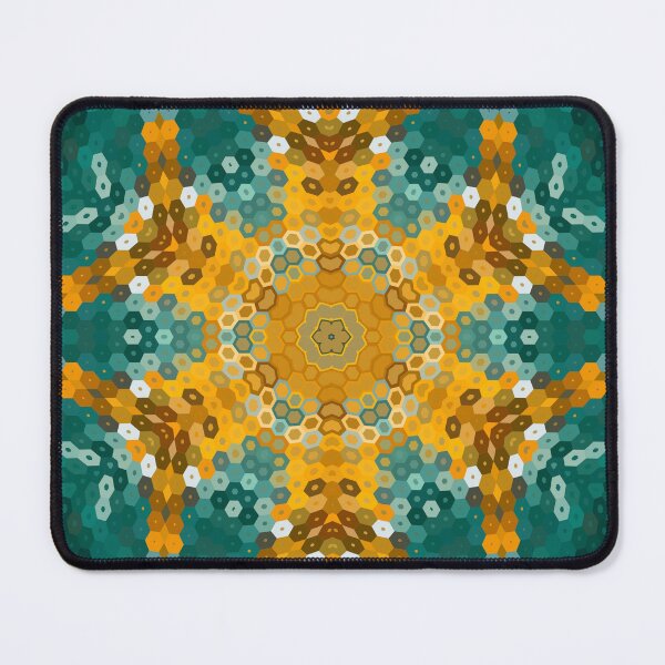 Item preview, Hex Mandala Blue and Yellow designed and sold by WormholeOrbital.