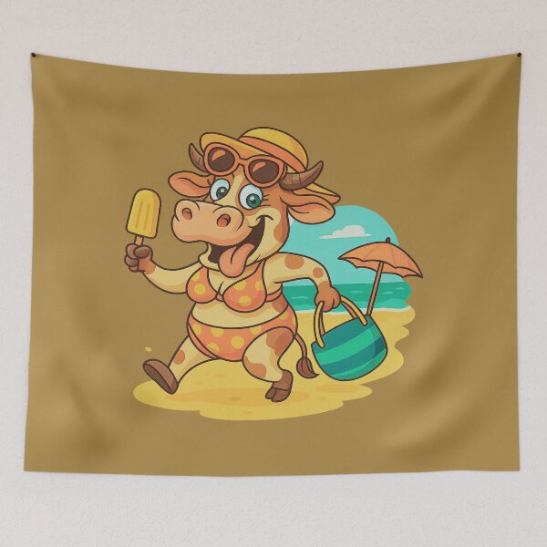 Item preview, Funny Cartoon Cow in Bikini – Summer Beach Vacation Art designed and sold by branaghbel.