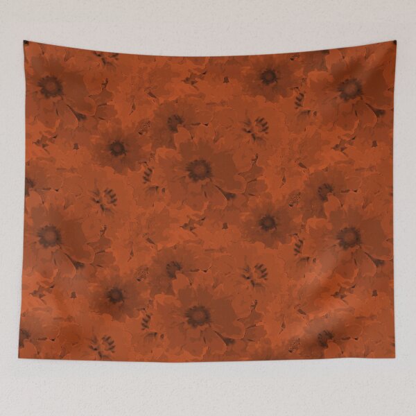 Item preview, Flower Ocean Halfdrop Monochrome Orange d84f18 designed and sold by Art in My Loft.