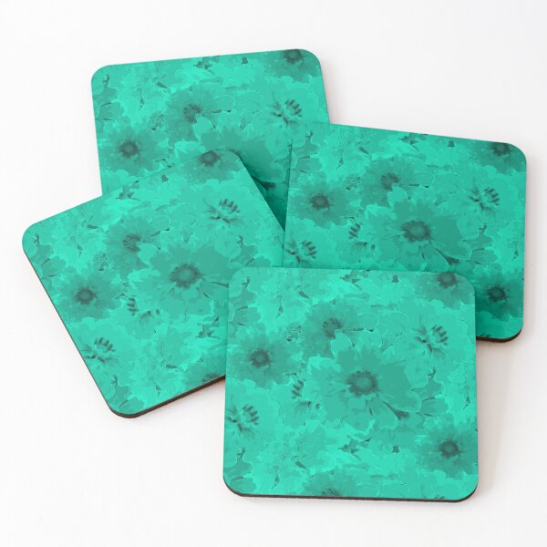 Item preview, Flower Ocean Halfdrop Monochrome Mint Green 00ffce designed and sold by Art in My Loft.